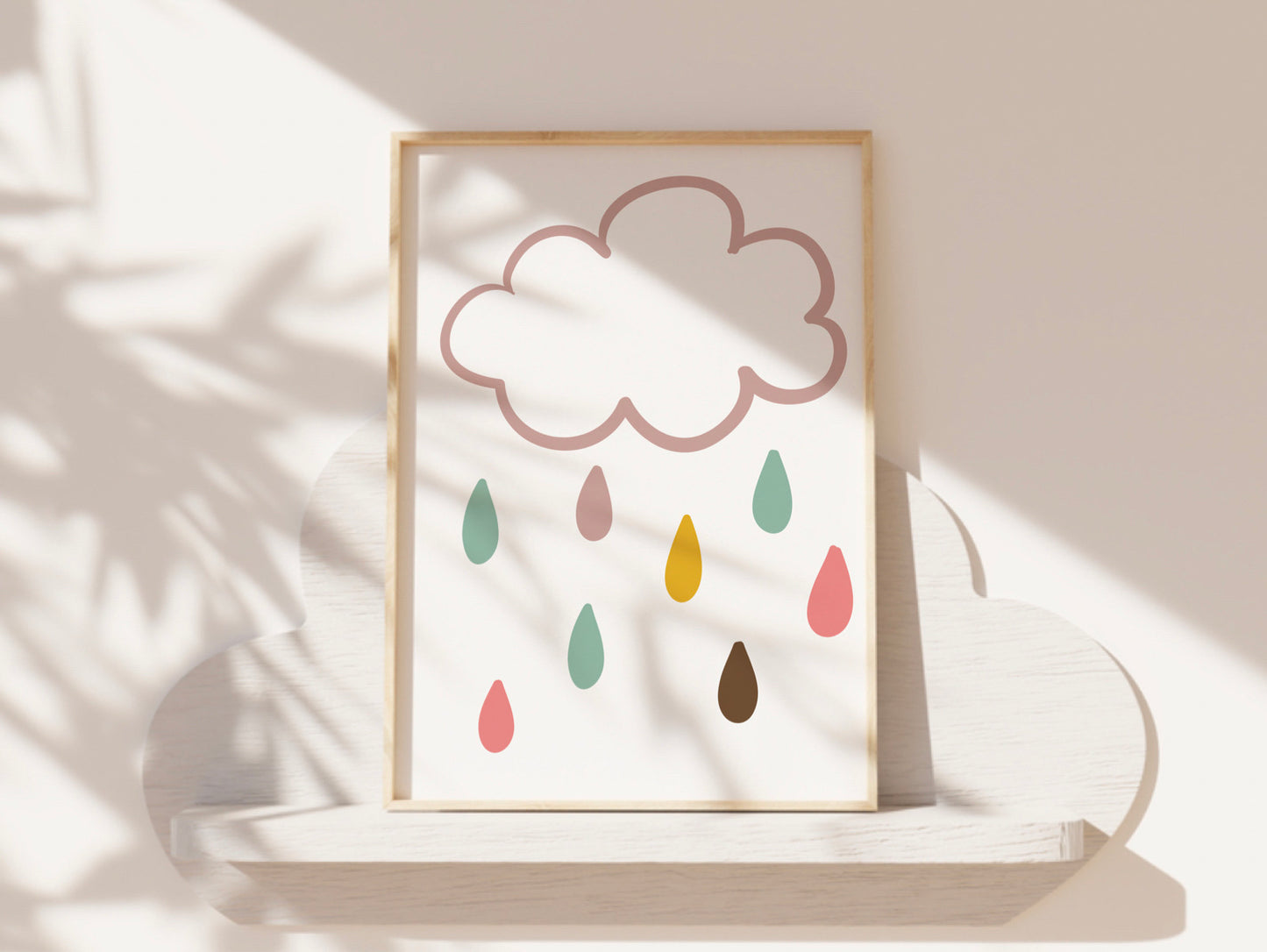 Cloud Rain Droplets Print A4