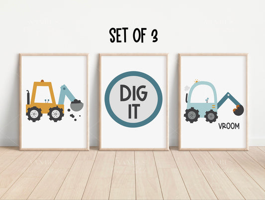 Set Of 3 Construction Prints