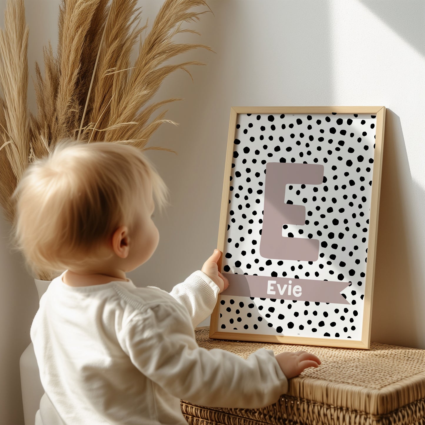 Polka Dot Initial Print A4